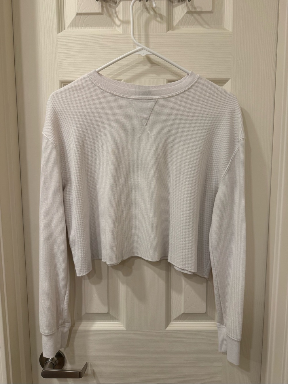 wild fable White Cropped Waffle-Knit Long-Sleeve Top